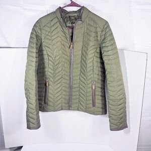 Eddie Bauer Women's Green Goose Down Puffer Lined Jacket M